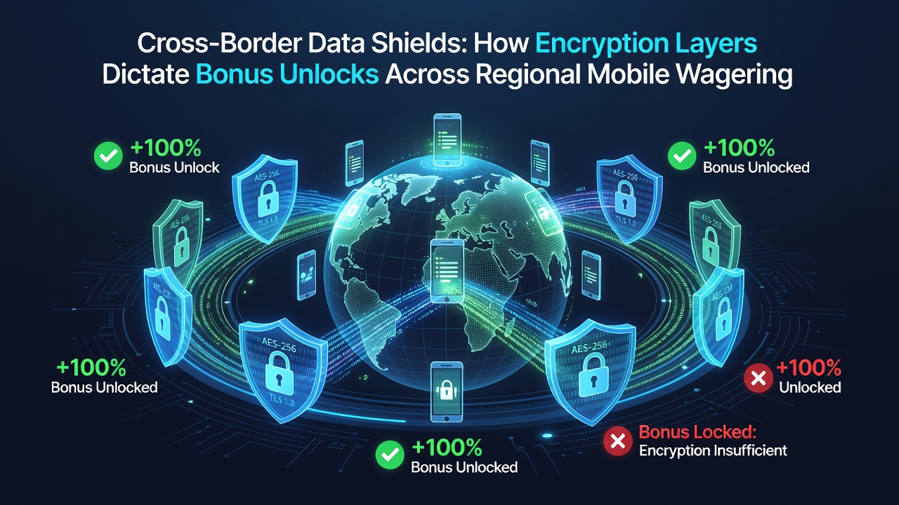 Diagram showing encryption layers controlling bonus unlock sequences in mobile wagering applications