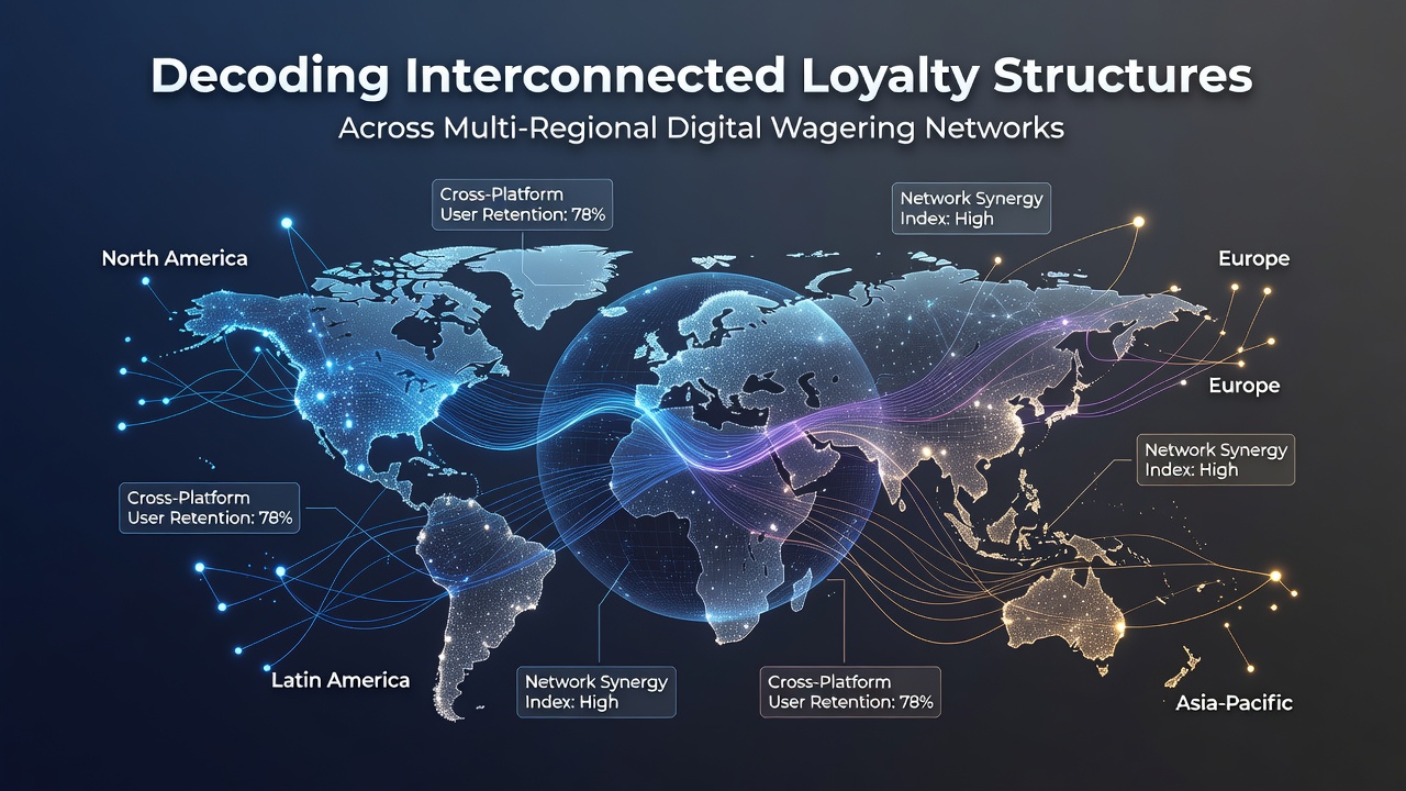 Diagram illustrating loyalty point flows and tier alignments across multi-regional digital wagering platforms
