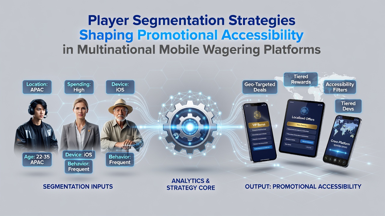 Diagram showing player segmentation clusters mapped across mobile wagering interfaces with promotional pathways highlighted