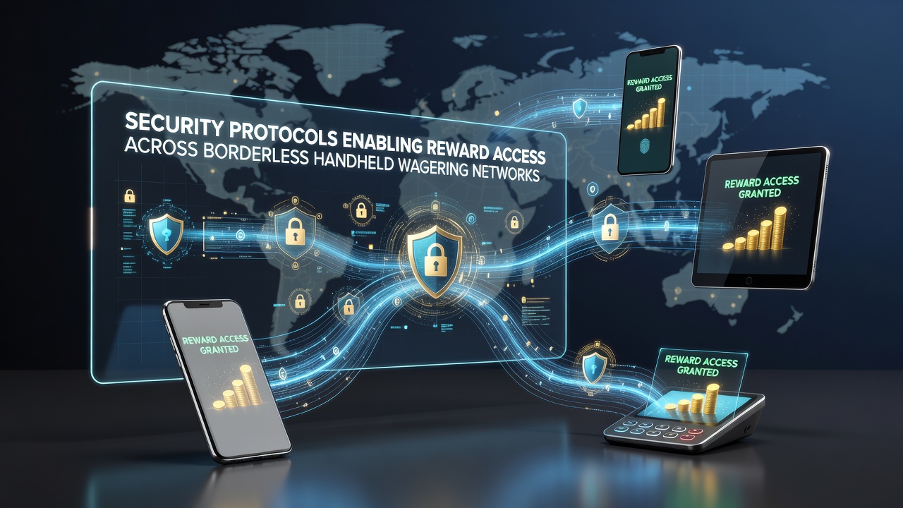 Illustration of encrypted data streams connecting mobile devices across global wagering networks