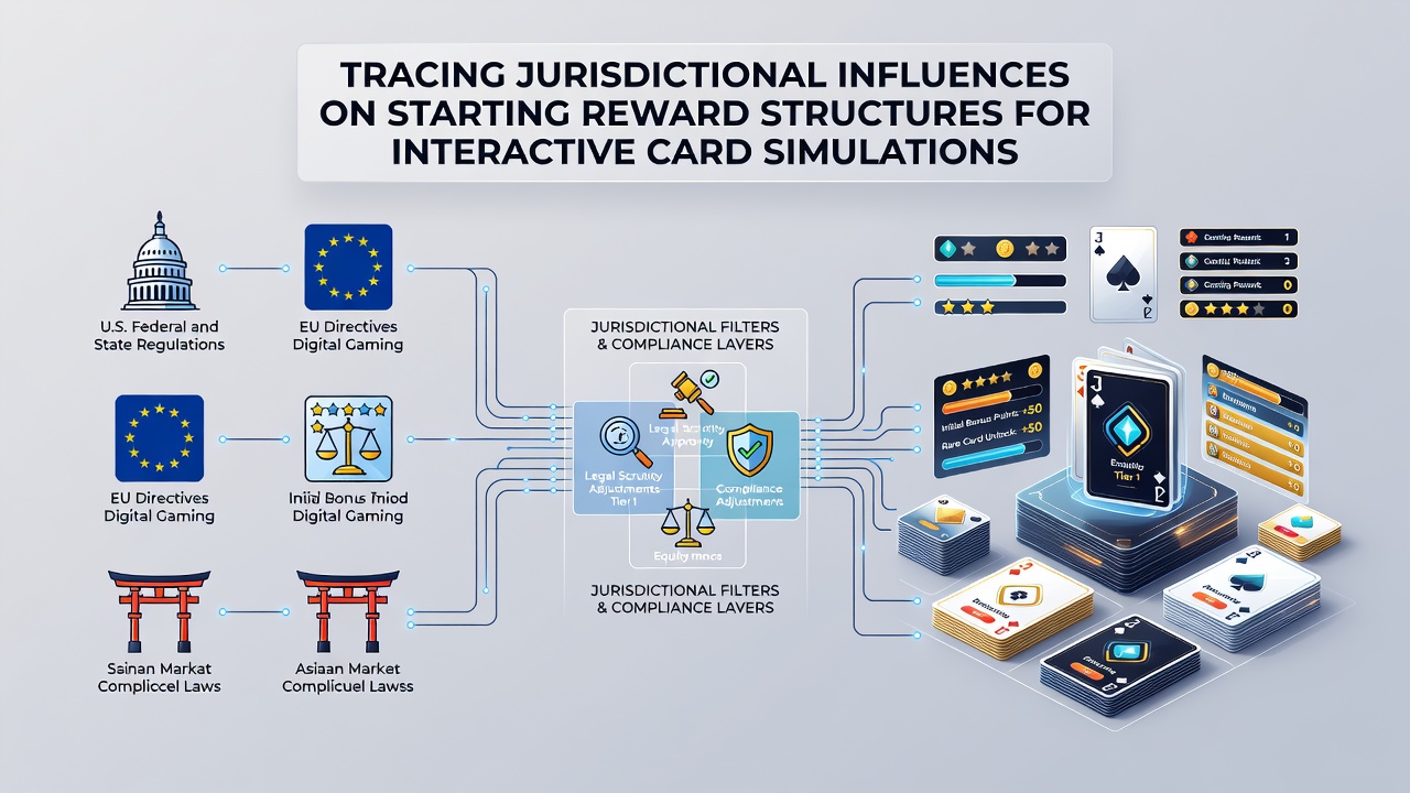 Close-up of portable device screen showing card simulation game with jurisdictional compliance indicators