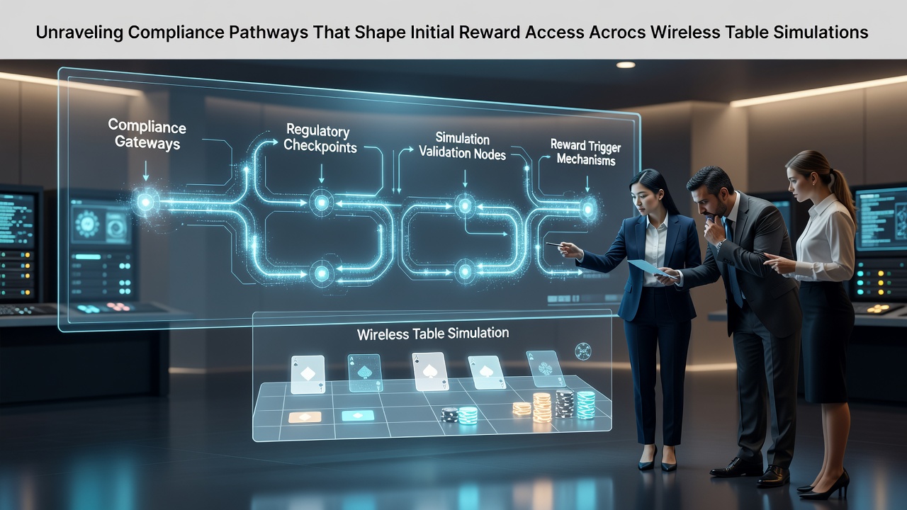 Wireless table game simulation interface displaying compliance verification screens on mobile device