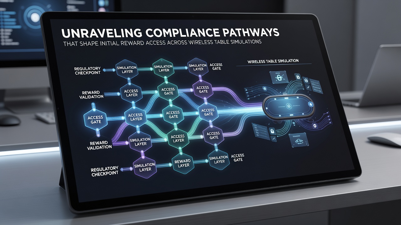 Mobile dashboard illustrating reward access flow after regulatory compliance checks in table simulations